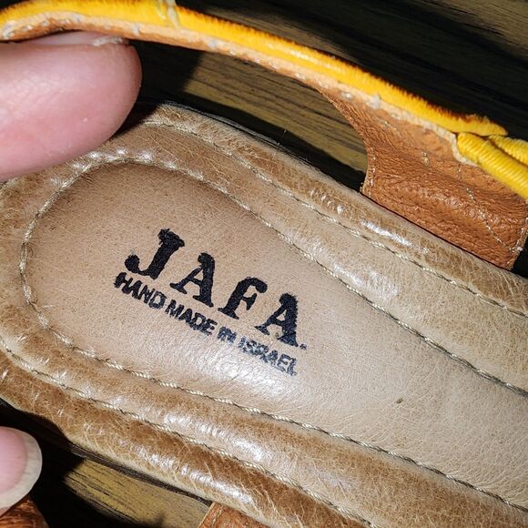 JAFA #105 7.5 Mustard Yellow Handmade Distressed Leather Slingback Flat Loafers - Picture 13 of 14